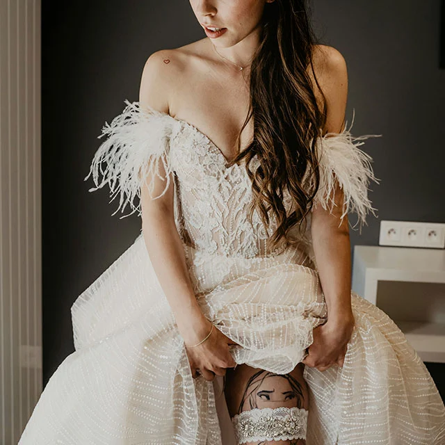 feather wedding dress